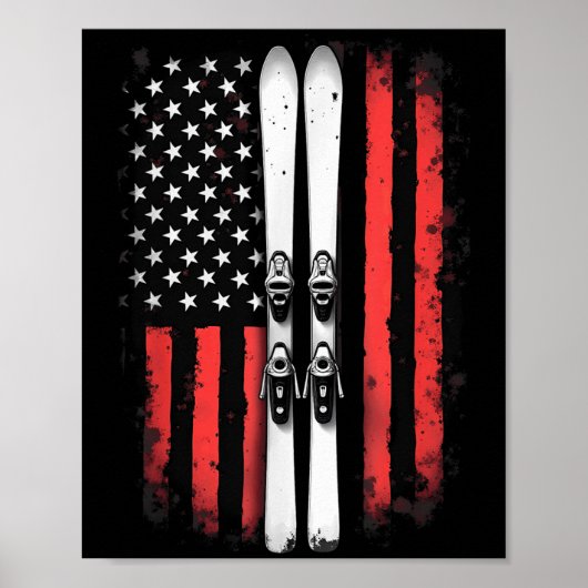 American Flag Alpine Skiing Skier _5  ポスター (正面)
