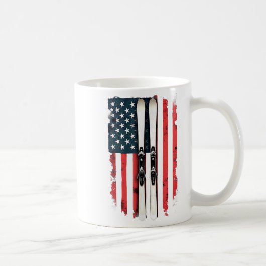 American Flag Alpine Skiing Skier _6 コーヒーマグカップ (右)