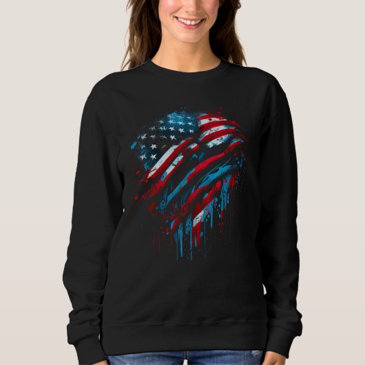 American Flag America USA Patriot Graffiti Style G スウェットシャツ (正面)
