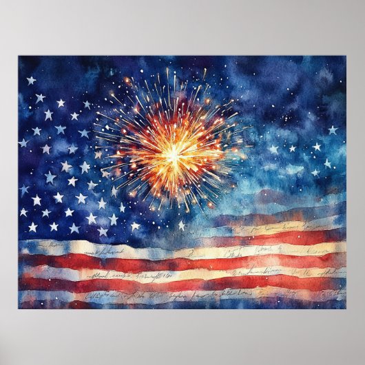American flag and fireworks.  ポスター (正面)