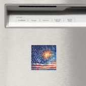 American flag and fireworks & U.S. Pledge. マグネット (インサイチュ (食洗機))