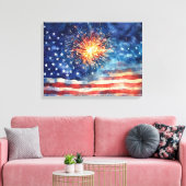 American flag and fireworks & U.S. Pledge. Art キャンバスプリント (インサイチュ (リビング))