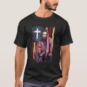 American Flag And Jesus Happy Independence Day 4th Tシャツ (正面)