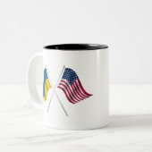 American flag and Ukrainian flag ツートーンマグカップ (正面左)