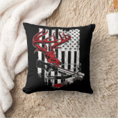 American Flag Archery Bow Hunting Deer Skull Cros クッション (ブランケット)
