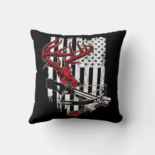 American Flag Archery Bow Hunting  Deer Skull Cros クッション (裏面)