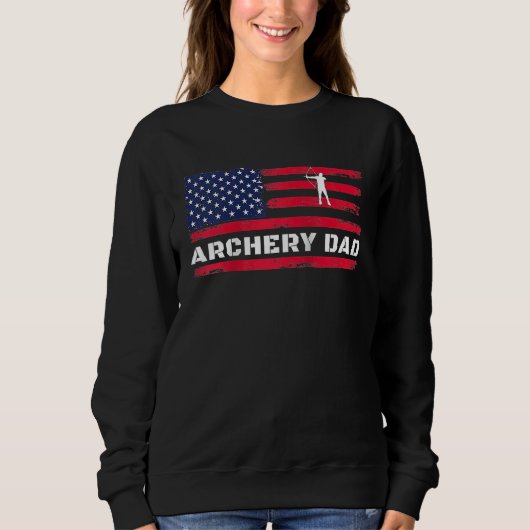 American Flag Archery Dad Father's Day Raglan Base スウェットシャツ (正面)