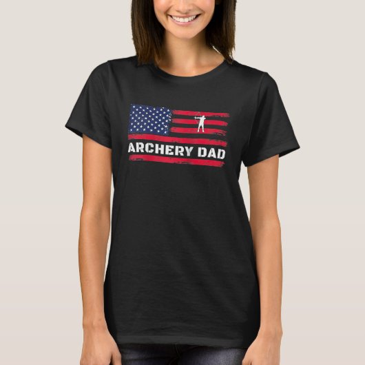 American Flag Archery Dad Father's Day Raglan Base Tシャツ (正面)