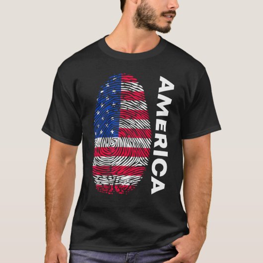 American flag as fingerprint motif tシャツ (正面)