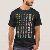 American Flag Autism Awareness Puzzle Support Squa Tシャツ (正面)