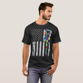 American Flag Autism Awareness Teacher Mom Support Tシャツ (正面フル)