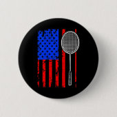 American Flag Badminton 缶バッジ (正面)