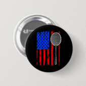 American Flag Badminton  缶バッジ (正面&裏面)