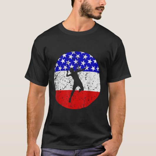American Flag Badminton Shirt - Badminton Player Tシャツ (正面)