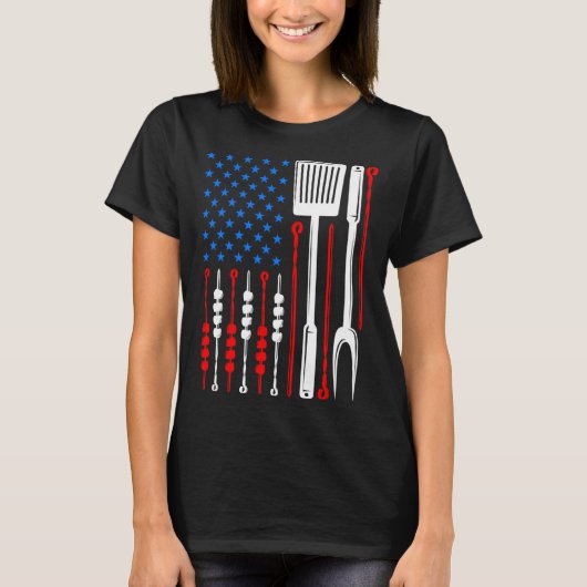 American Flag Barbecue Son Dad Husband Fathers Day Tシャツ (正面)