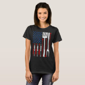 American Flag Barbecue Son Dad Husband Fathers Day Tシャツ (正面フル)