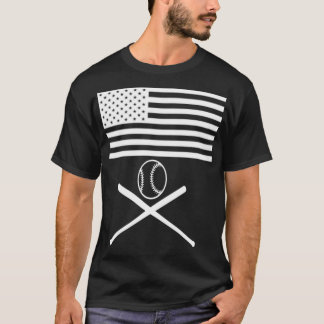 American Flag Baseball Flag white design Tシャツ