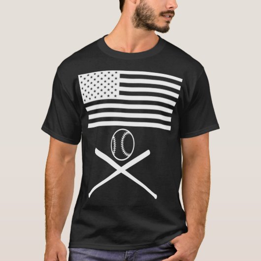 American Flag Baseball Flag white design Tシャツ (正面)