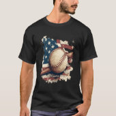 American Flag Baseball For Father'S Day Tシャツ (正面)