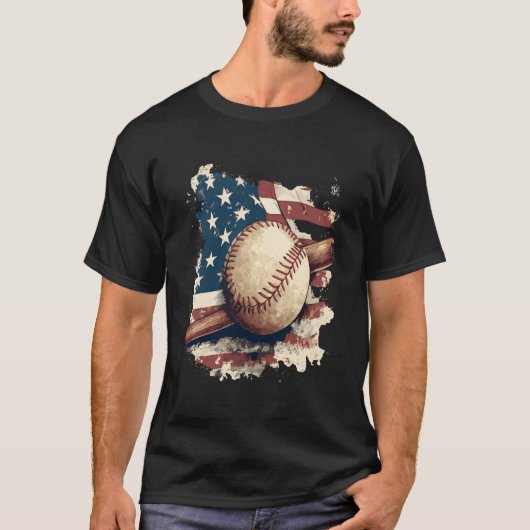 American Flag Baseball For Father'S Day Tシャツ (正面)