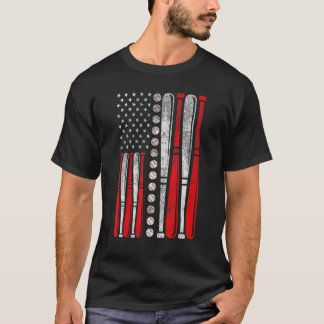 American Flag Baseball Red White Blue 4th Of July  Tシャツ