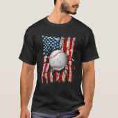 American Flag Baseball Red White Blue 4th of July  Tシャツ (正面)