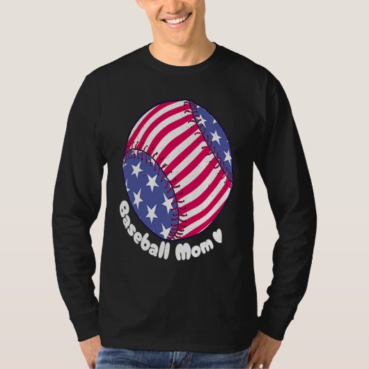 American Flag Baseball Softball Mom Mother Mama Co Tシャツ (正面)