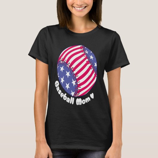American Flag Baseball Softball Mom Mother Mama Co Tシャツ (正面)