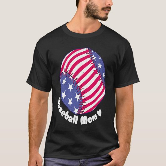 American Flag Baseball Softball Mom Mother Mama Co Tシャツ (正面)