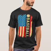 American Flag Baseball Team Gift Men Boys Dad 4th  Tシャツ (正面)
