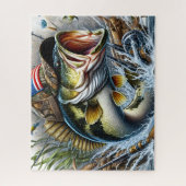 American Flag Bass Fish ジグソーパズル (縦)