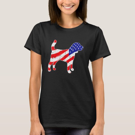 American Flag Beagle Patriotic Dog Dad Dog Mom Tシャツ (正面)