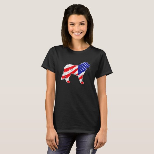 American Flag Bernese Mountain Patriotic Dog Dad D Tシャツ (正面フル)