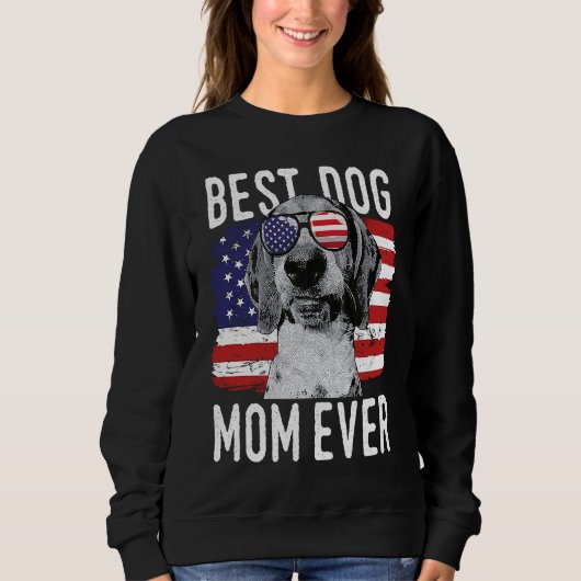 American Flag Best Dog Mom Ever Treeing Walker Coo スウェットシャツ (正面)