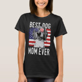 American Flag Best Dog Mom Ever Treeing Walker Coo Tシャツ (正面)