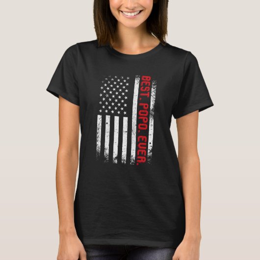 American Flag Best Popo Ever Vintage Tシャツ (正面)