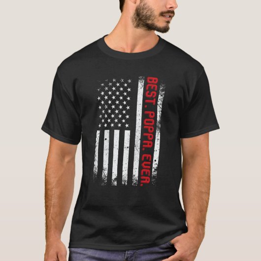 American Flag best Poppa ever Vintage Tシャツ (正面)