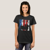 American Flag Biker Motorcycle Couple 4th Of July  Tシャツ (正面フル)