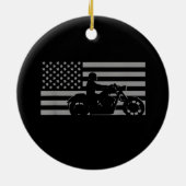 American Flag Biker Motorcycle Short Sleeve セラミックオーナメント (裏面)