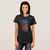 American Flag Billiard Stick Table Game USA Indepe Tシャツ (正面フル)