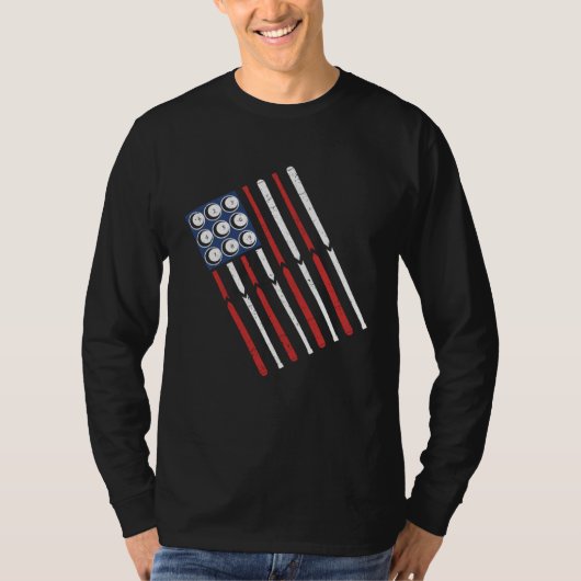 American Flag Billiards Shooting Pool Pool Team Tシャツ (正面)