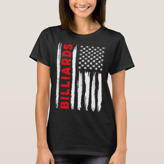 American Flag Billiards USA Men Women US Flag Tシャツ (正面)