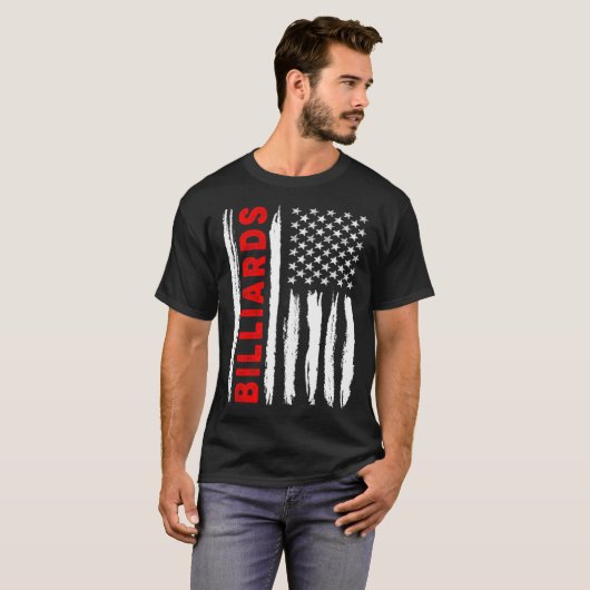American Flag Billiards USA Men Women US Flag Tシャツ (正面フル)