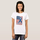 American Flag Blue Ribbon Heartbeat Shirt Tシャツ (正面フル)