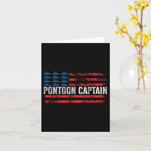 American Flag Boating Clothing Men's Black Pontoon カード (黄色い花)