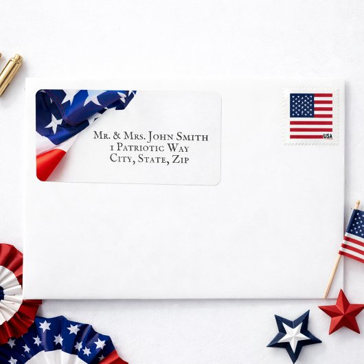 American Flag Border Return Address Label ラベル
