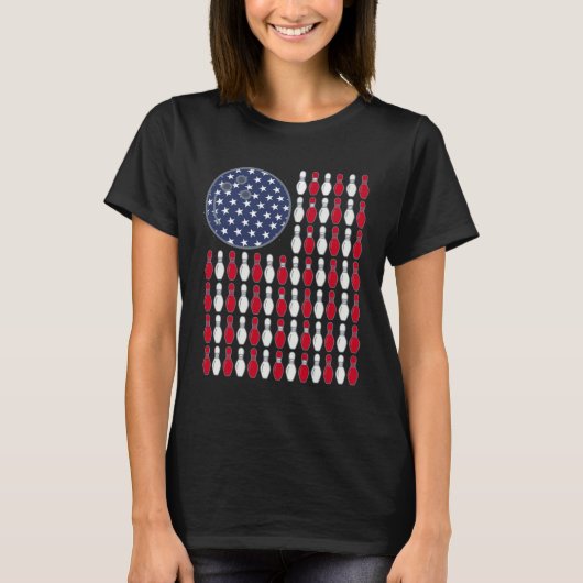 American Flag Bowling And Pin Tシャツ (正面)