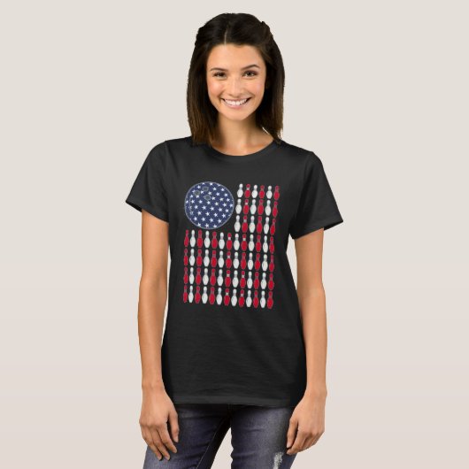 American Flag Bowling And Pin Tシャツ (正面フル)