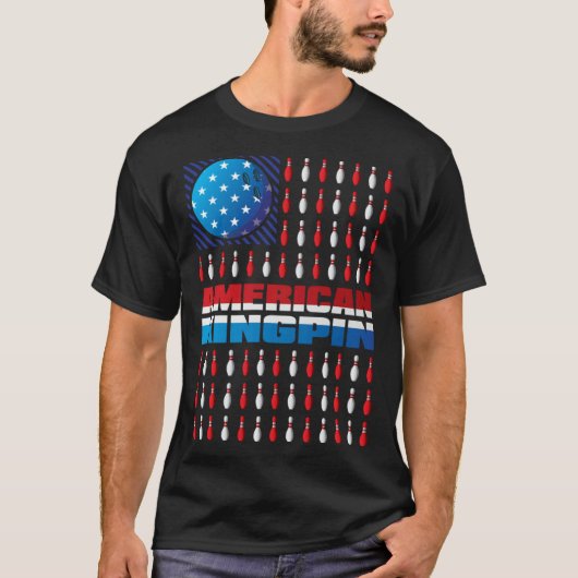 American Flag Bowling Kingpin Bowling  For Men You Tシャツ (正面)