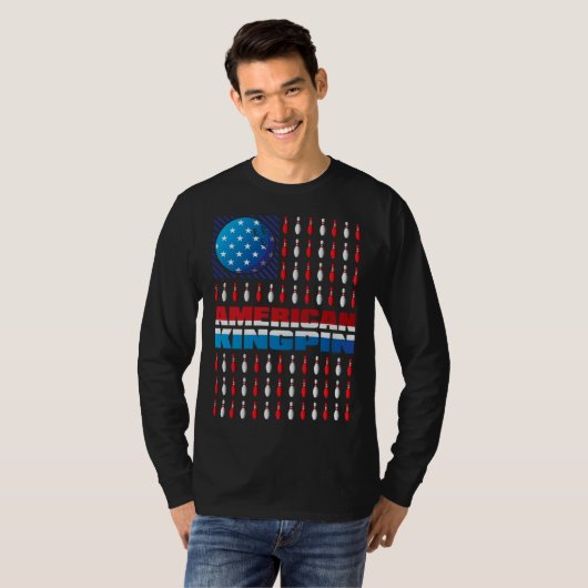 American Flag Bowling Kingpin Bowling  For Men You Tシャツ (正面フル)